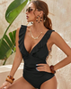Icone™ ElegantSwimsuit: Elegant Pleated Design V-Neck Tummy Control Swimsuit