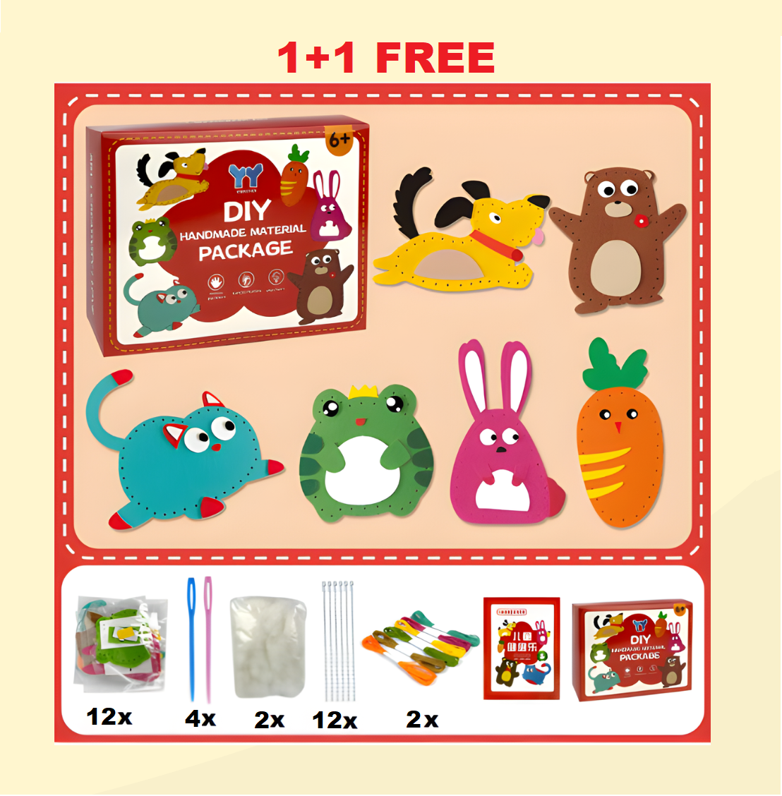 Kletshuts™ SewingCraft 1+1 FREE: DIY Animal Sewing Kit Kids Creative Craft Set