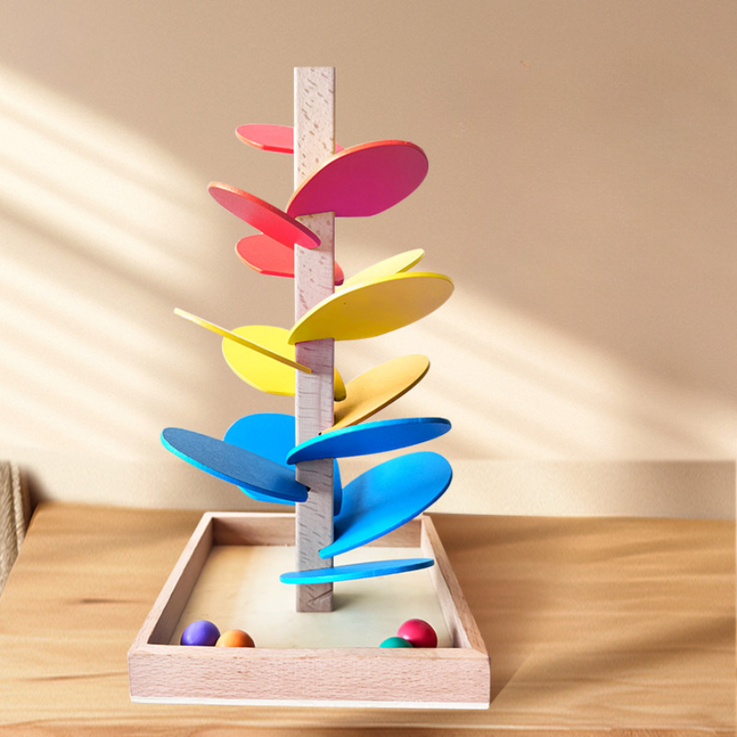 Kletshuts™ MarbleTower: Interactive Rainbow Marble Wooden Tower Kids Toy