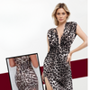 Icone™ SlitDress: Deep V-Neck Elegant Animal Print Slit Dress