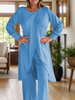 Icone™ ClassicSet: Classic Long Sleeve With Chic Front Slit Top And Pants Set