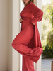 Icone™ ClassicSet: Classic Long Sleeve With Chic Front Slit Top And Pants Set