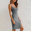 Icone™ DenimDress: Denim Fit Dress With Slit And Adjustable Strap