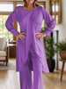 Icone™ ClassicSet: Classic Long Sleeve With Chic Front Slit Top And Pants Set