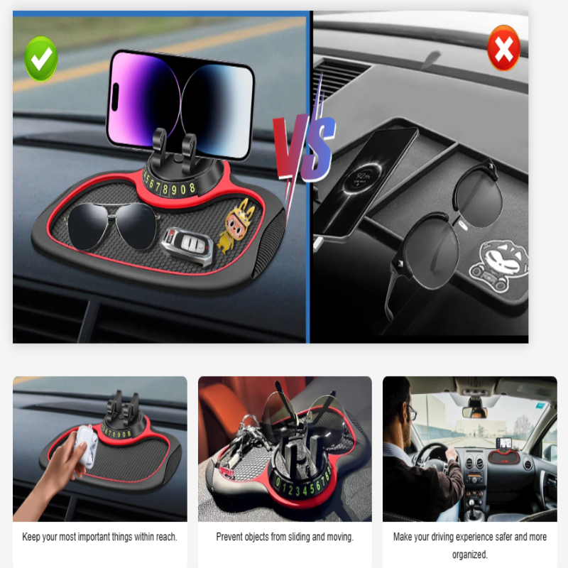 Holder360° PhoneMat 1+1 FREE: Multifunctional Non Slip Dashboard Phone Mat