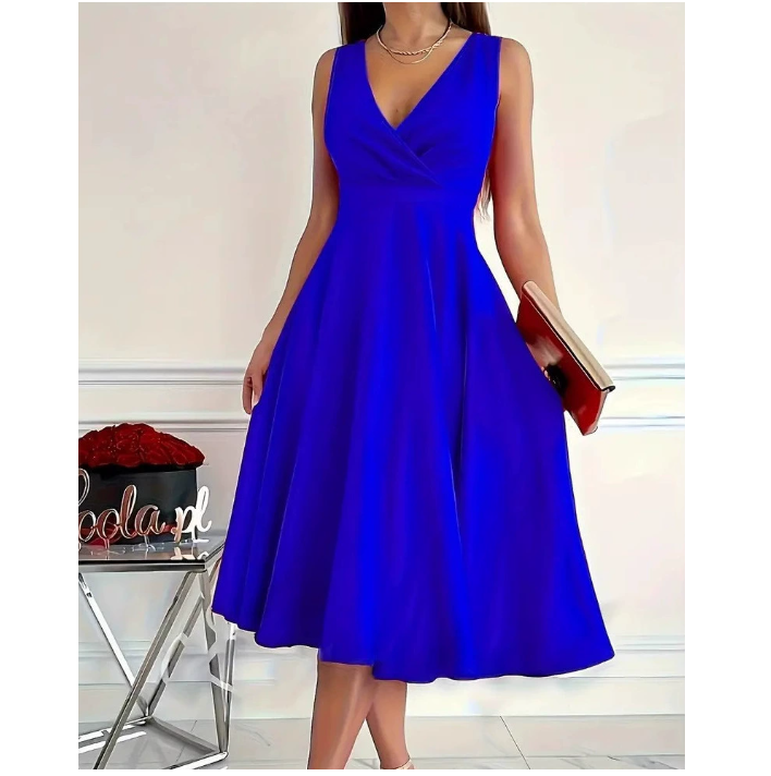 Icone™ ElegantDress: V-Neck Women's Elegant Dress With Belt