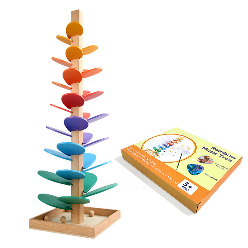 Kletshuts™ MarbleTower: Interactive Rainbow Marble Wooden Tower Kids Toy