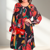 Icone™ FlowerDress: Long Sleeved Loose Fit Floral Printed Dress