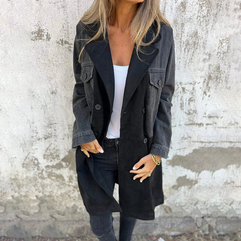 Icone™ LongCoat: Mid-Length Trench Coat With Stylish Collar And Pockets