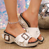 Happy™ ThickWedge: Stylish Square Toe Thick Wedge Sandals
