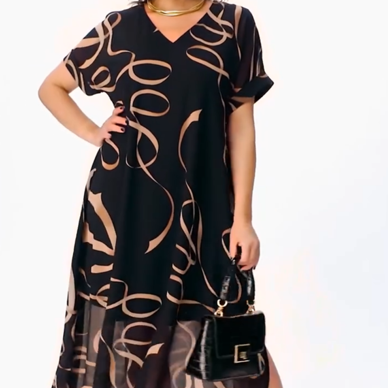 Icone™ FlowyDress: Double Layered V-Neck Flowy Maxi Dress