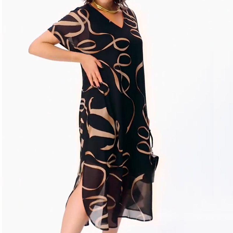 Icone™ FlowyDress: Double Layered V-Neck Flowy Maxi Dress