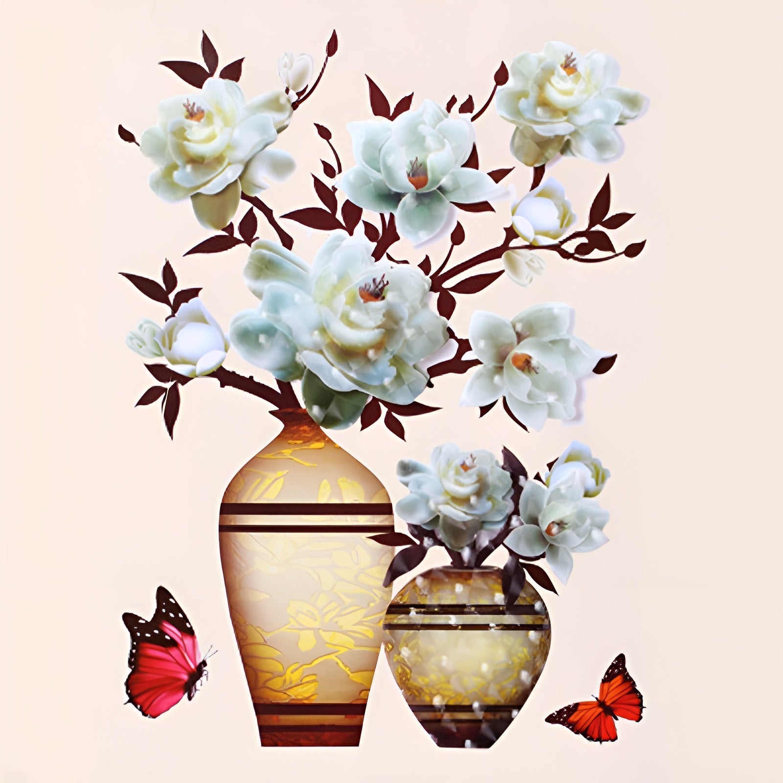 FloralSticker 2+2 FREE: Elegant House Decor Self-Adhesive Floral Stickers